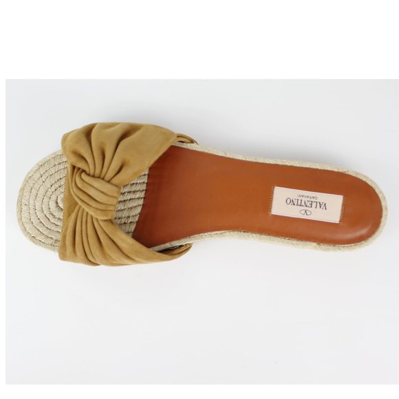 NEW VALENTINO GARAVANI Suede Bow Espadrille Slide Sandal - Picture 7 of 15